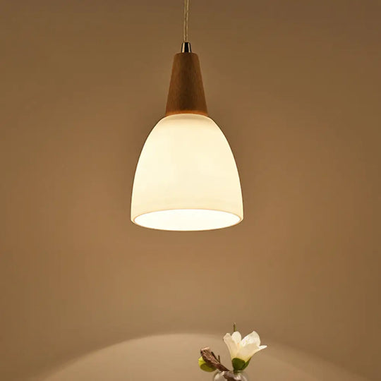 White Glass Bell Shape Pendant Ceiling Light - 1/2/3 Lights Simple Style Fixture 110V-120V / 1