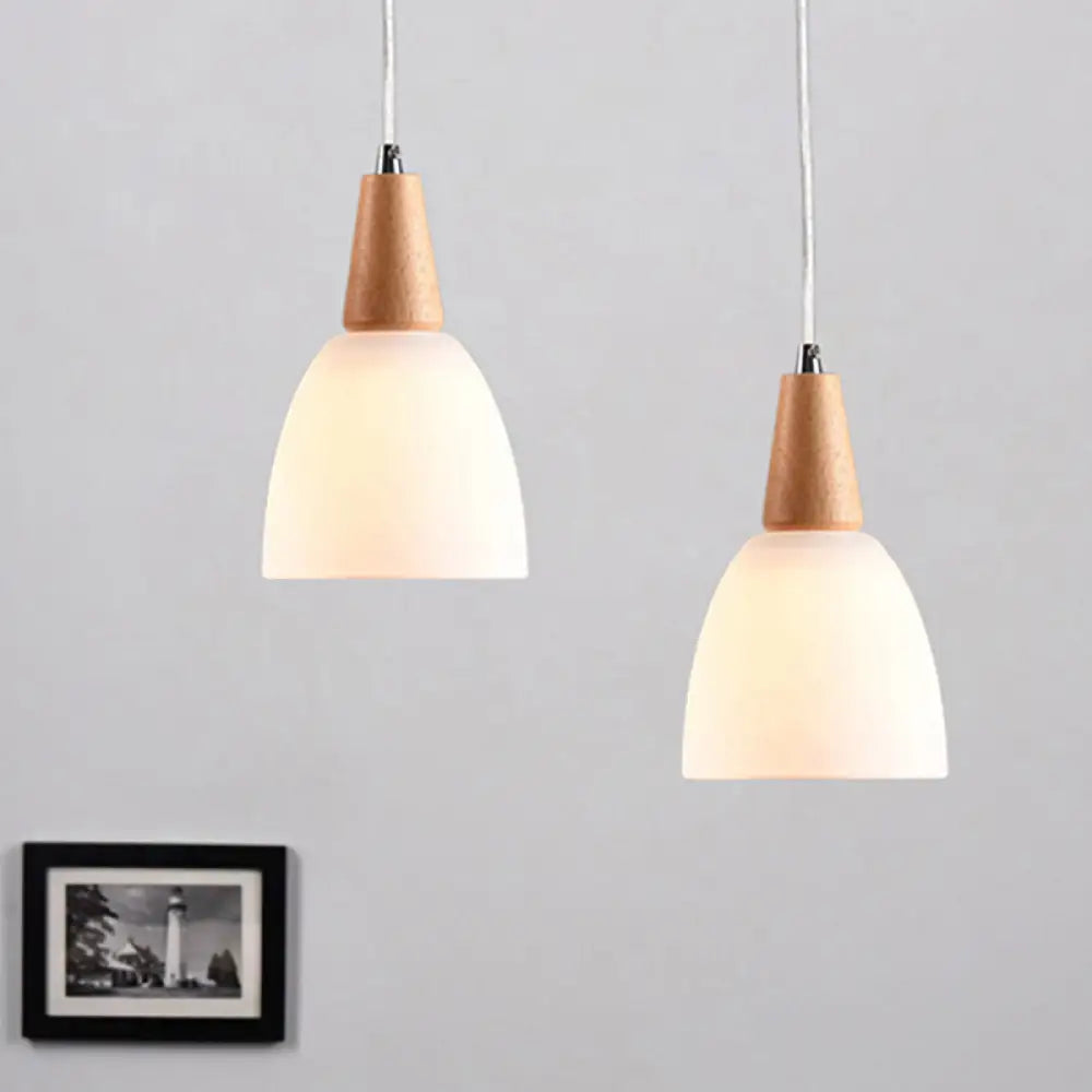 White Glass Bell Shape Pendant Ceiling Light - 1/2/3 Lights Simple Style Fixture 220V-240V / 2