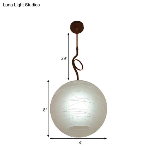 Modern White Glass Hanging Light Kit - Global 1 Bulb Pendant Lamp For Bedroom Ceiling