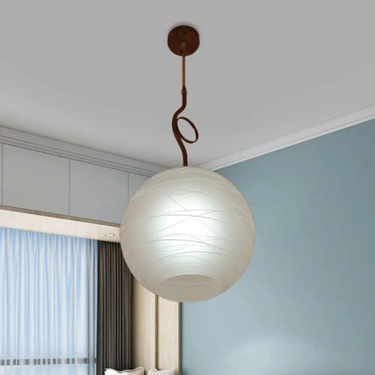 White Glass Ceiling Pendant Lamp - Modern Global Hanging Light Kit With 1 Bulb For Bedroom