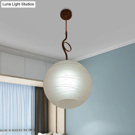 Modern White Glass Hanging Light Kit - Global 1 Bulb Pendant Lamp For Bedroom Ceiling