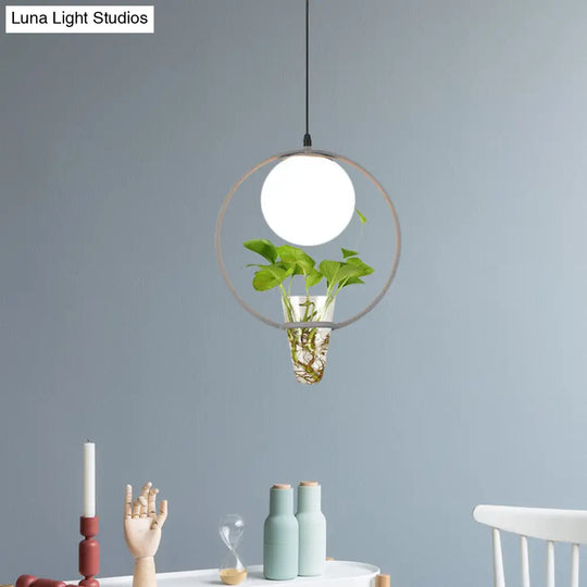 1-Head Factory Sphere Hanging Pendant Ceiling Light In Black/Grey/Gold With White Glass Round/Oval