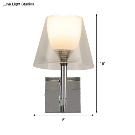 White Glass Flared Wall Sconce Light Fixture For Contemporary Living Rooms