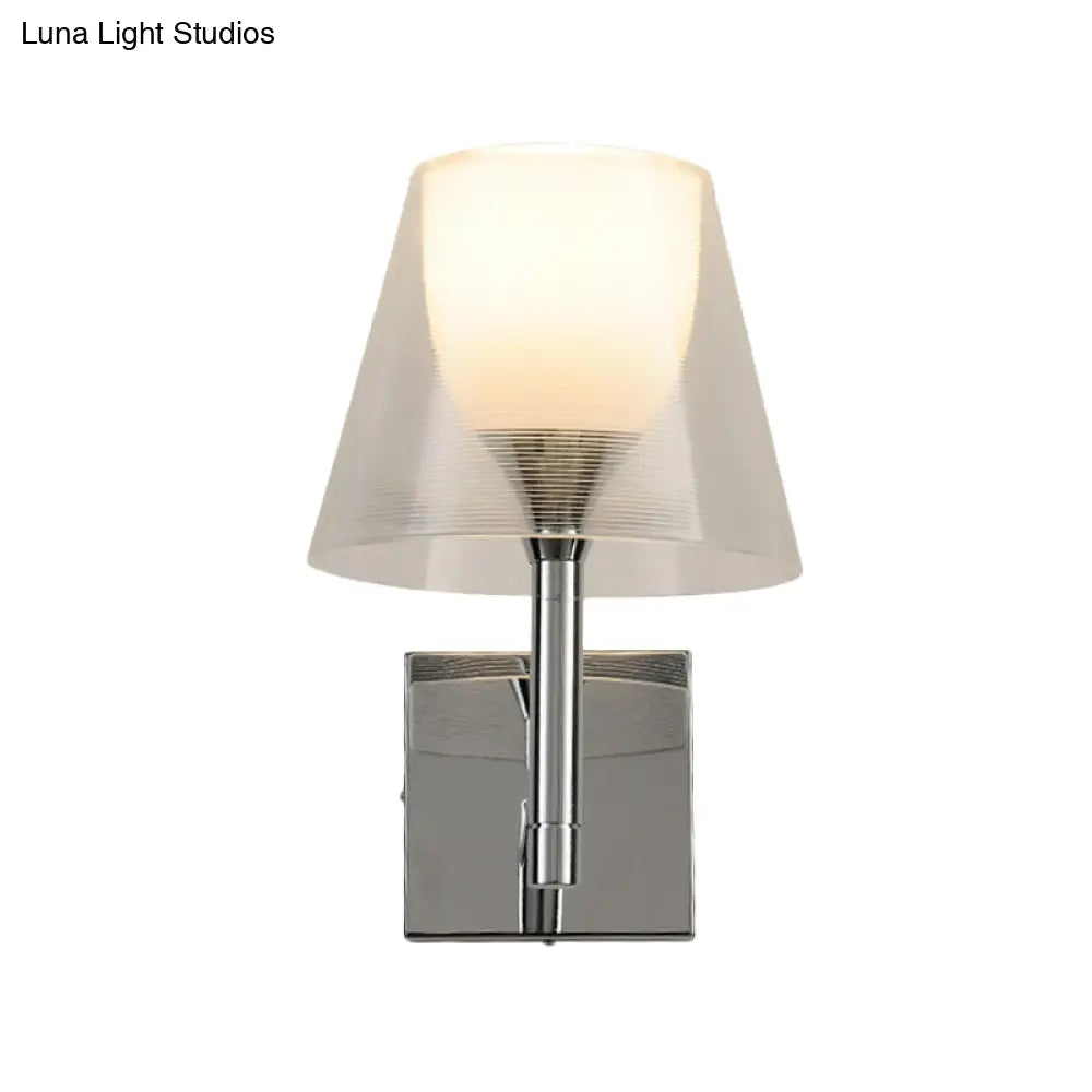 White Glass Flared Wall Sconce Light Fixture For Contemporary Living Rooms