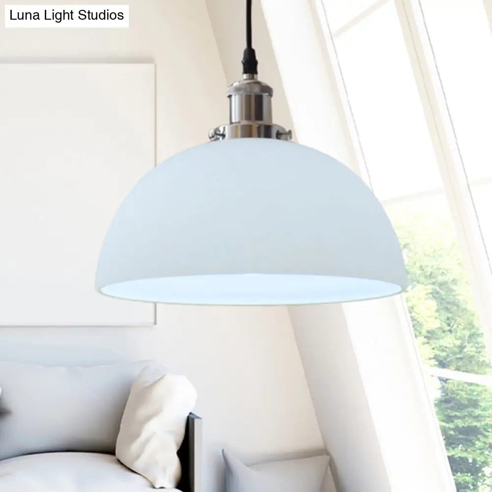 Industrial Chrome Dome Ceiling Light With White Glass - Stylish Pendant Lighting Fixture For Living