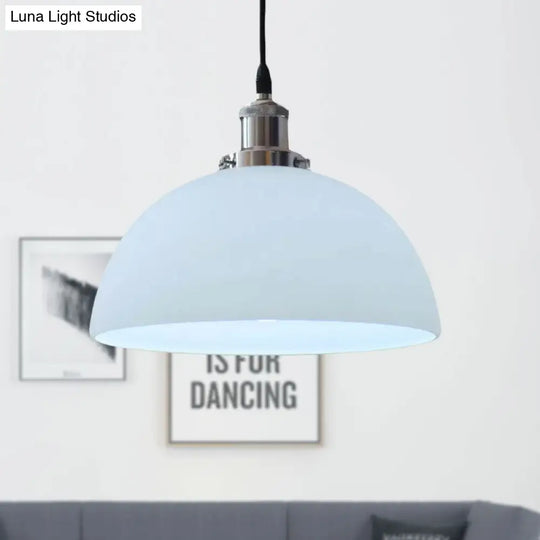 Industrial Chrome Dome Ceiling Light With White Glass - Stylish Pendant Lighting Fixture For Living