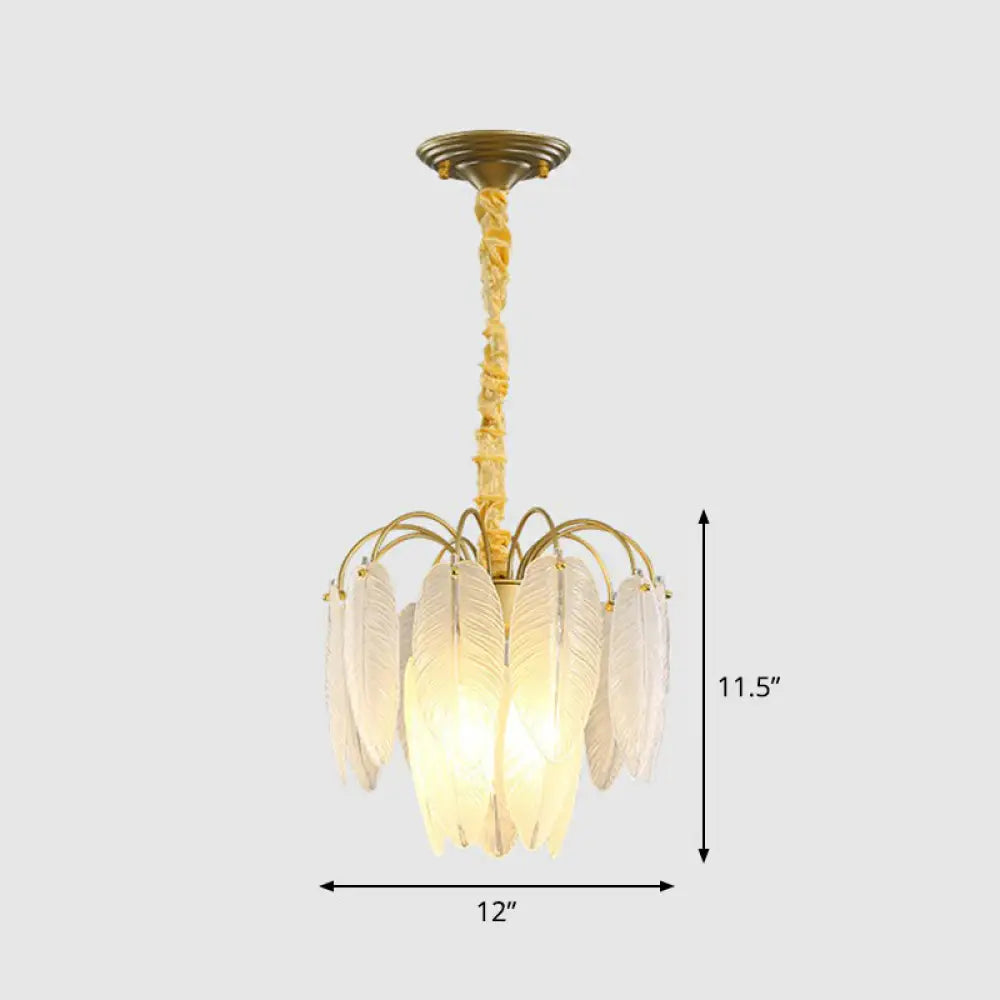 White Glass Leaf Pendant Light With Modern Gold Finish 3 /