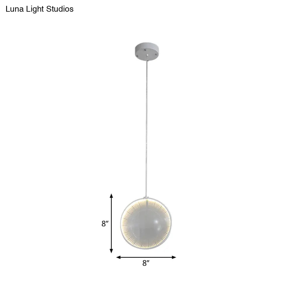 Simplicity Glass Lens Pendulum Light - White Hanging Pendant For Bedroom 8/10/12 Wide 1 Bulb