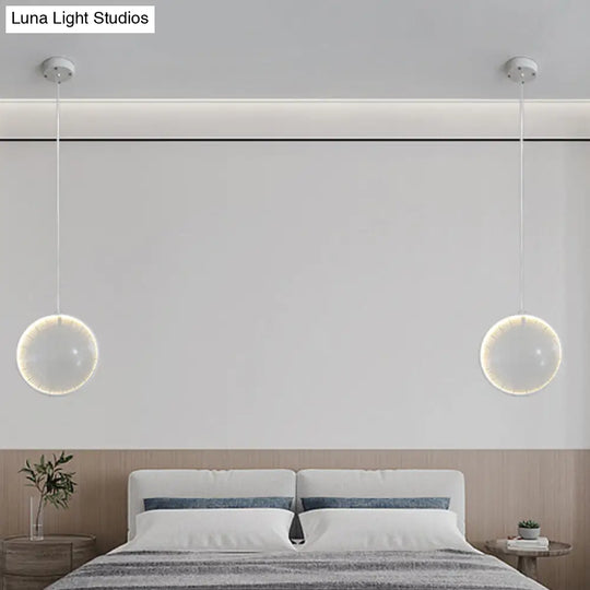 Simplicity Glass Lens Pendulum Light - White Hanging Pendant For Bedroom 8/10/12 Wide 1 Bulb / 8