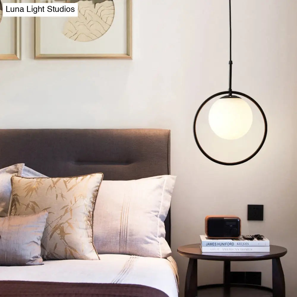 White Glass Modern Sphere Pendant Light - Perfect For Bedroom Ceiling