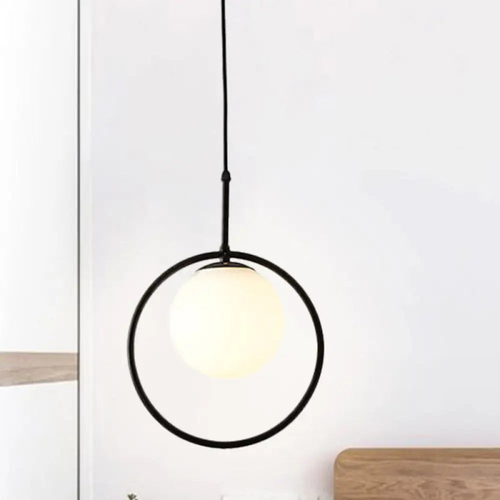 White Glass Modern Sphere Pendant Light - Perfect For Bedroom Ceiling