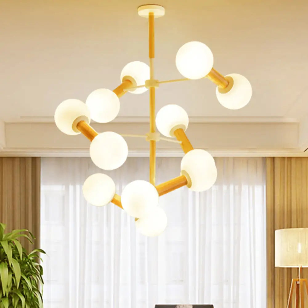 White Glass Orb Chandelier - Modernism Style 8/12 Lights Ideal For Living Room 12 /