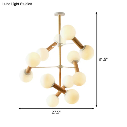 White Glass Orb Chandelier - Modernism Style 8/12 Lights Ideal For Living Room