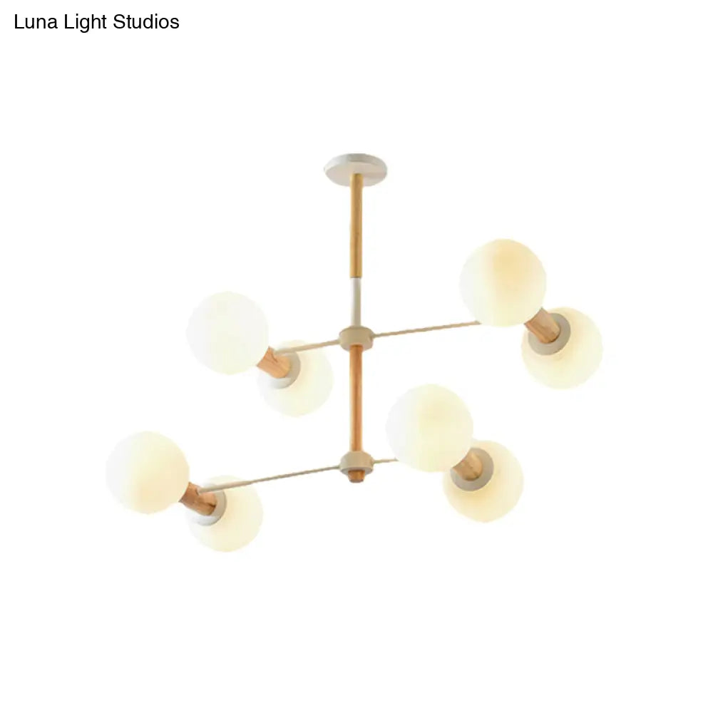 White Glass Orb Chandelier - Modernism Style 8/12 Lights Ideal For Living Room