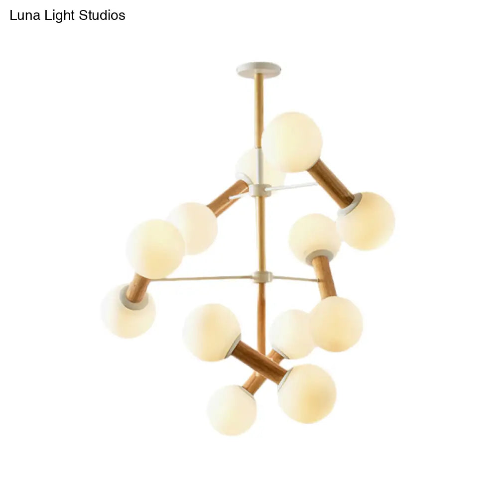 White Glass Orb Chandelier - Modernism Style 8/12 Lights Ideal For Living Room