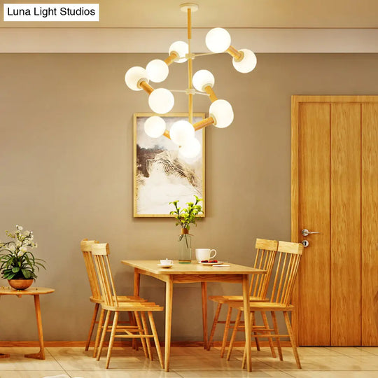 White Glass Orb Chandelier - Modernism Style 8/12 Lights Ideal For Living Room