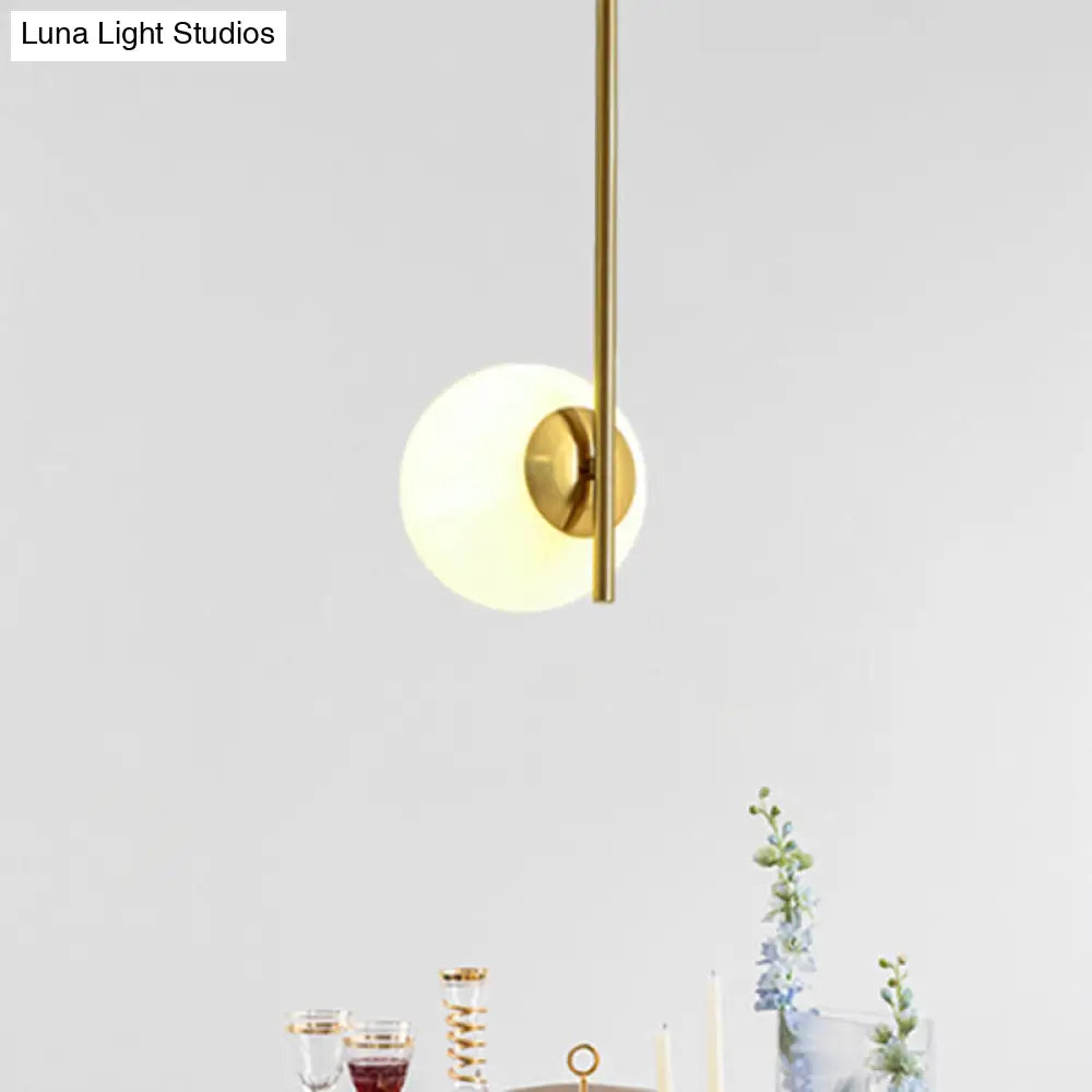 Modern White Glass Pendant Light With Gold Ceiling Mounting Fixture