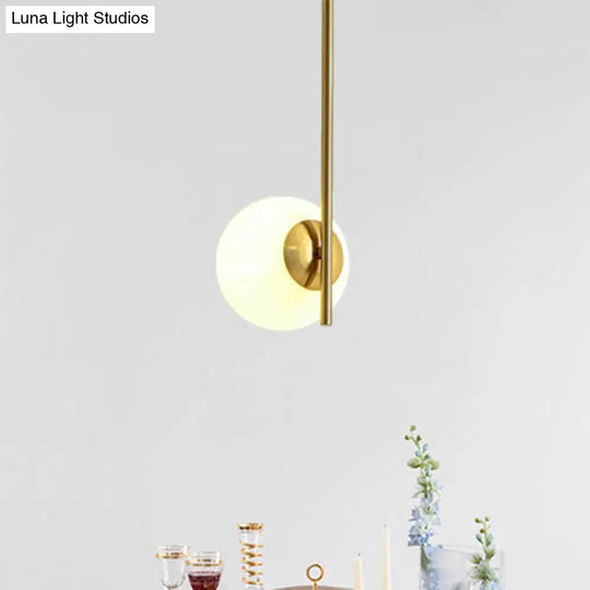 Modern White Glass Pendant Light With Gold Ceiling Mounting Fixture