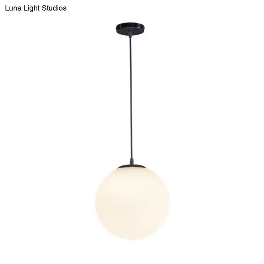 White Glass Pendant Light – Single Sphere Downlight For Restaurants