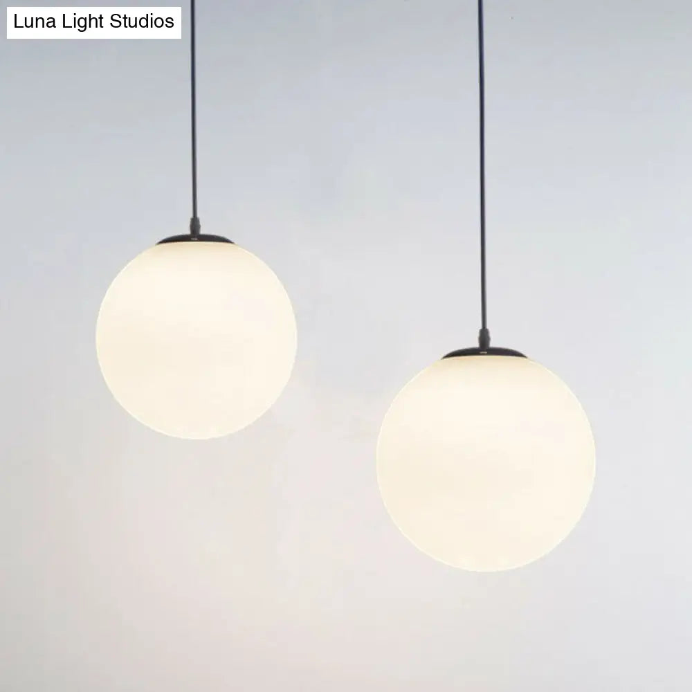 White Glass Pendant Light – Single Sphere Downlight For Restaurants