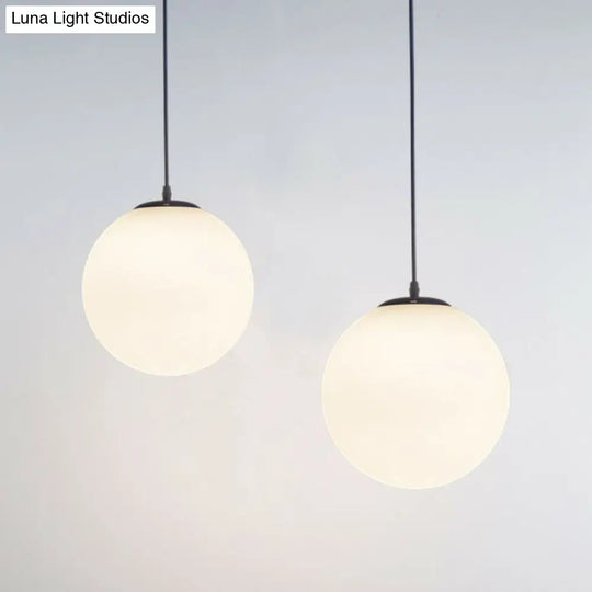 White Glass 1-Light Pendant: Simple Sphere Down Lighting Fixture For Restaurants