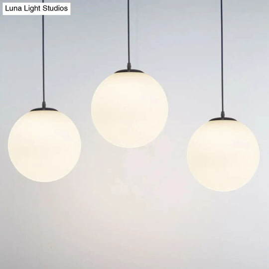 White Glass 1-Light Pendant: Simple Sphere Down Lighting Fixture For Restaurants / 6