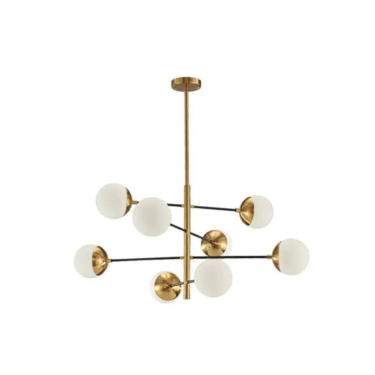 White Glass Postmodern Hanging Chandelier - Tiered Restaurant Ceiling Light In Gold 8 /