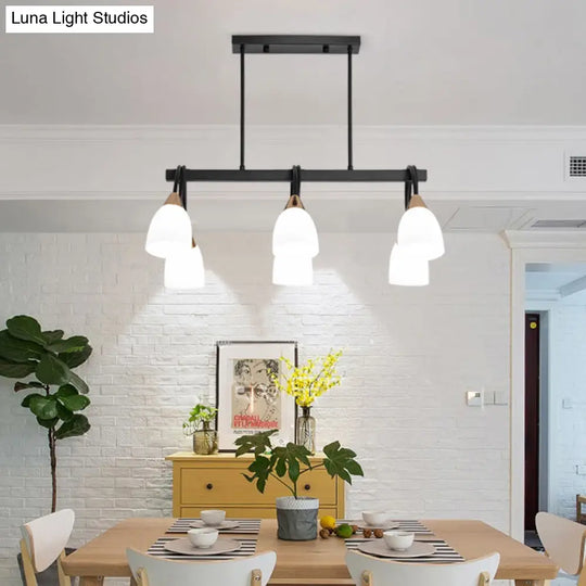 White Glass Tulip Suspension Light Modern Island Ceiling Fixture For Dining Room