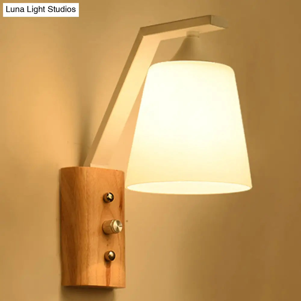 White Glass Wall Sconce For Study Room And Bedroom Lighting