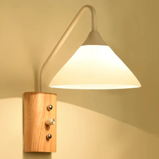 White Glass Wall Sconce For Study Room And Bedroom Lighting / Tapered