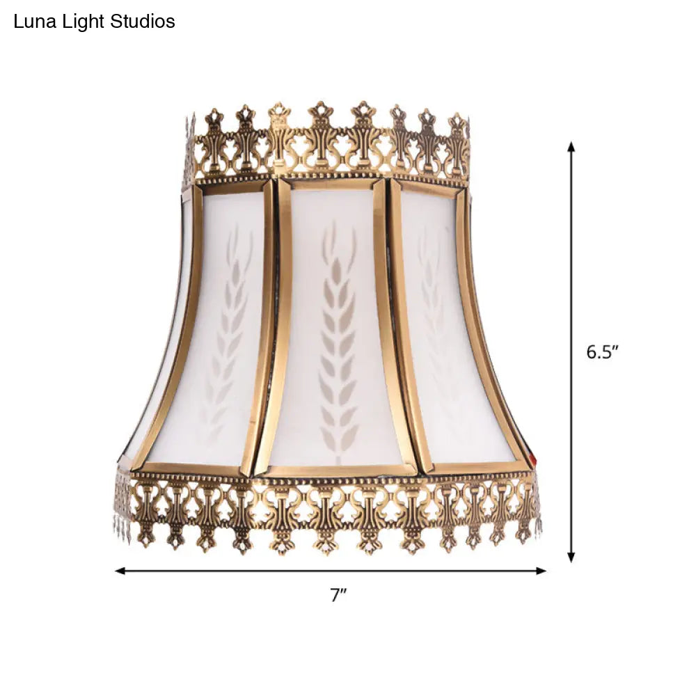 White Glass Wall Sconce Light Retro Flush Mount Lamp - Empire Design For Living Room