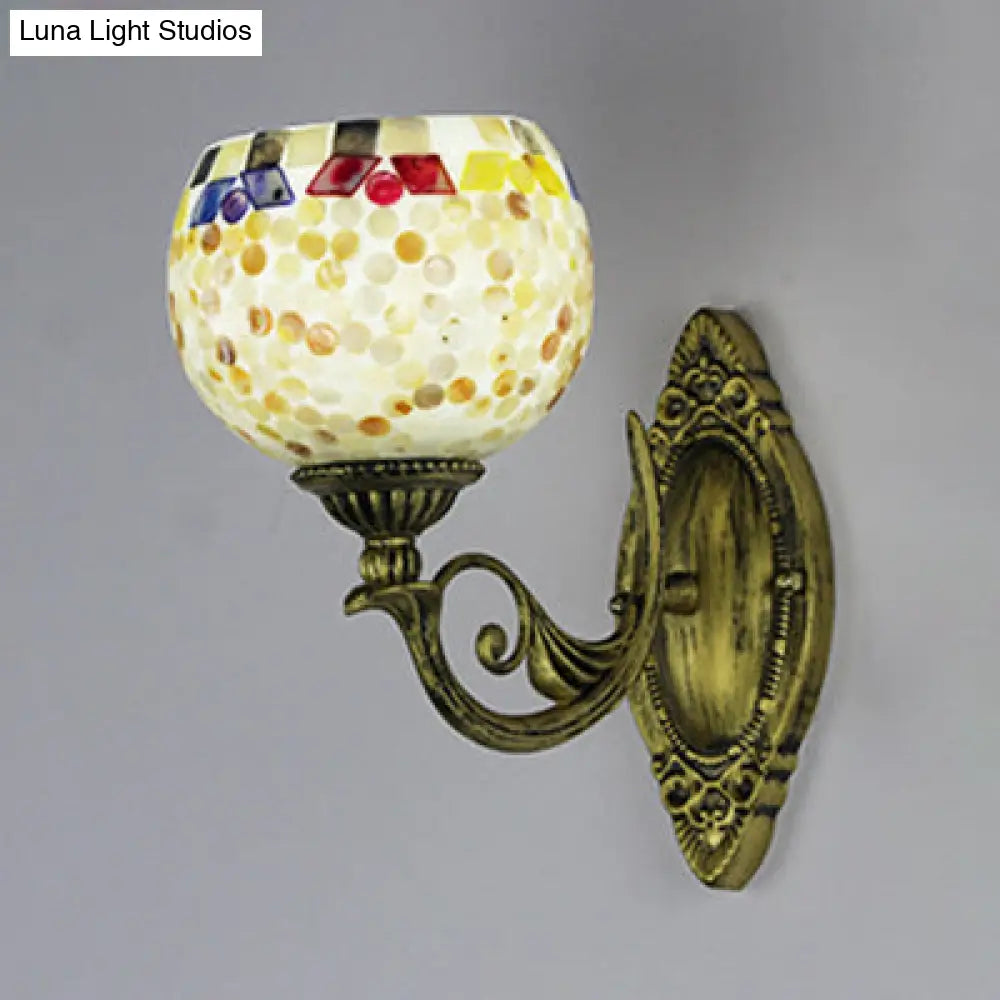 White-Gray/Beige/Yellow-Blue Glass Sconce Lamp With Tiffany Shell Shade For Bedroom Lighting