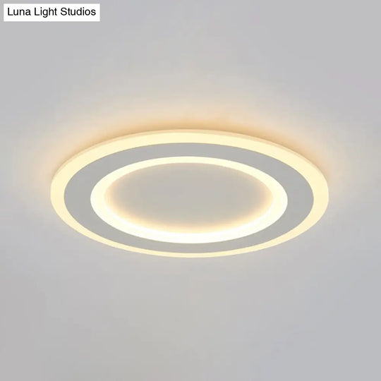 White Halo Flush Mount Led Ceiling Light With Frosted Acrylic Warm/White / Warm