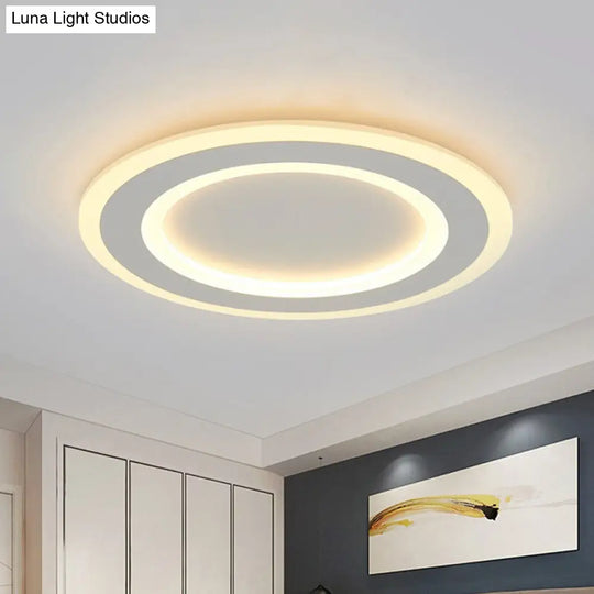 White Halo Flush Mount Led Ceiling Light With Frosted Acrylic Warm/White