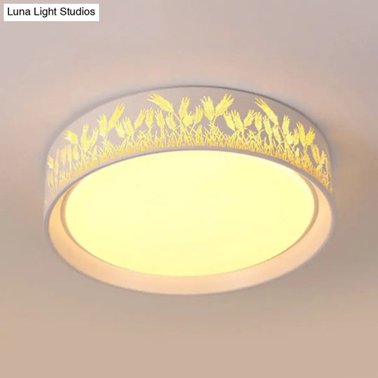 White Hammered Metal Flush Mount Ceiling Light Fixture For Childrens Bedroom