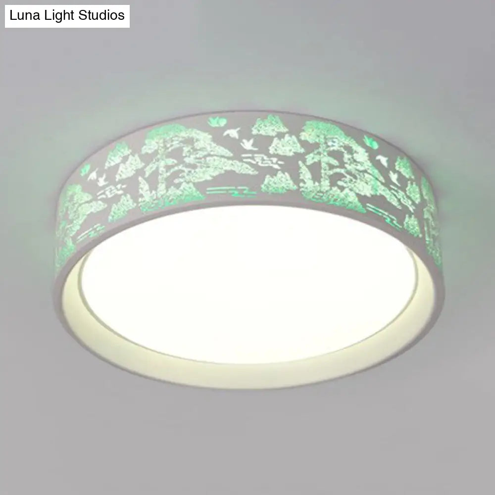 White Hammered Metal Flush Mount Ceiling Light Fixture For Childrens Bedroom