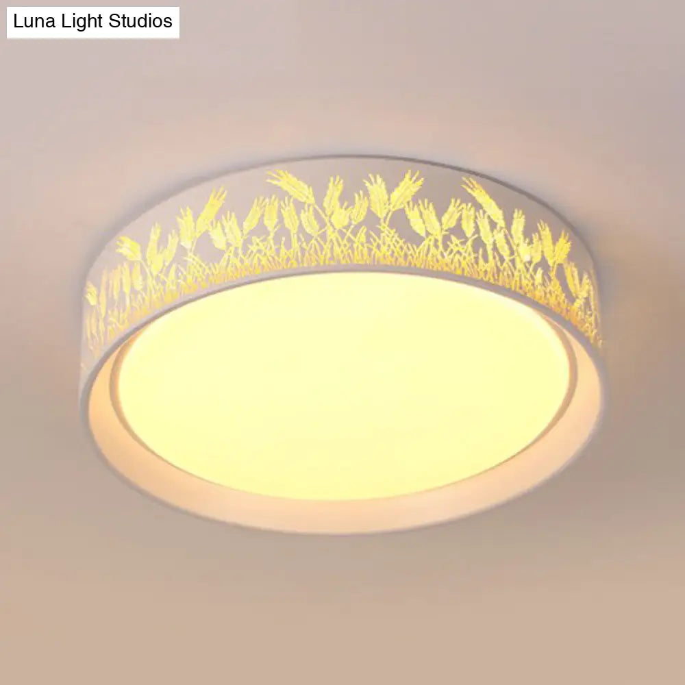 White Hammered Metal Flush Mount Ceiling Light Fixture For Children’s Bedroom