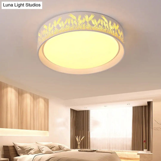 White Hammered Metal Flush Mount Ceiling Light Fixture For Childrens Bedroom / B
