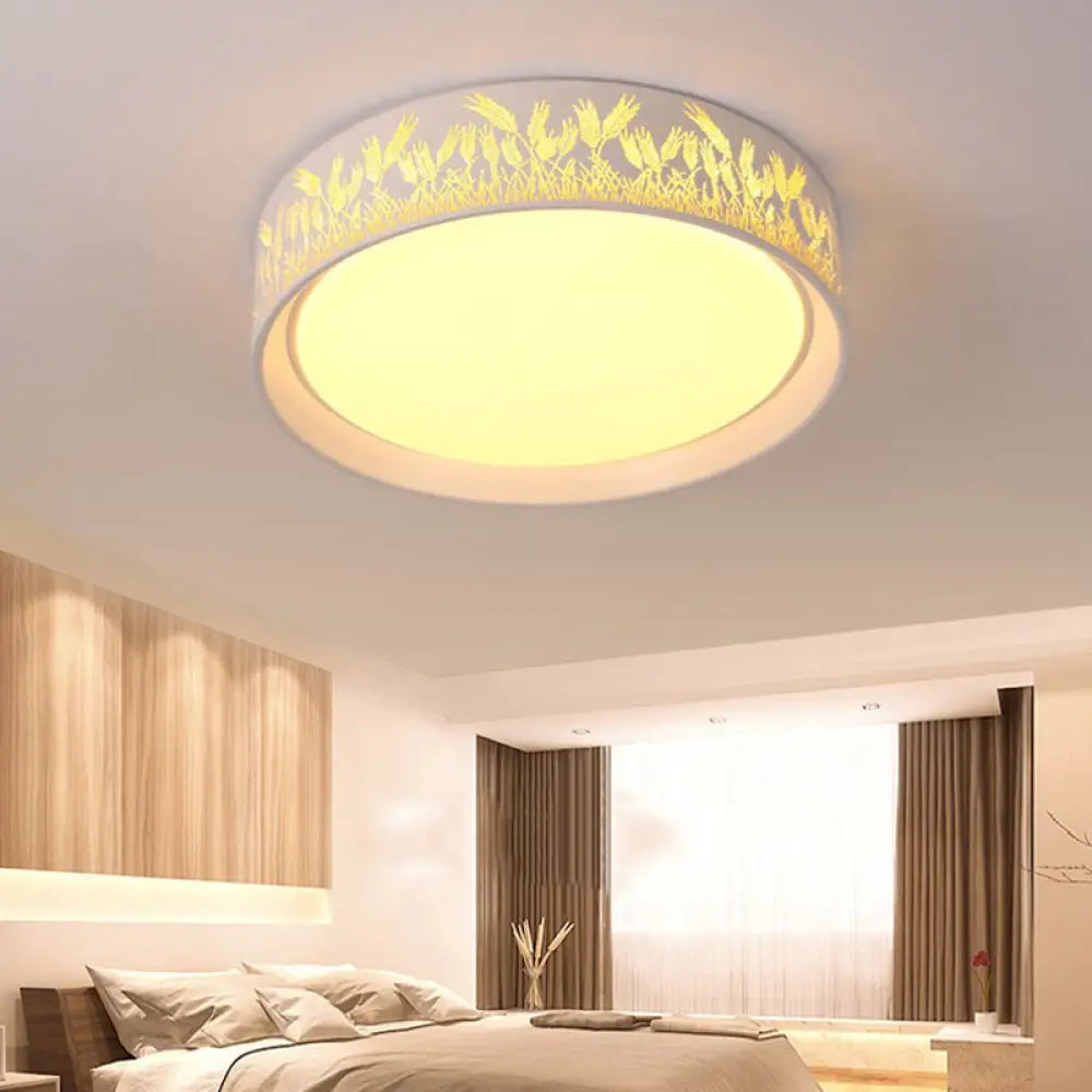 White Hammered Metal Flush Mount Ceiling Light Fixture For Children’s Bedroom / B