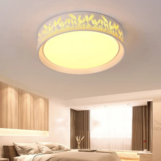 White Hammered Metal Flush Mount Ceiling Light Fixture For Children’s Bedroom / B