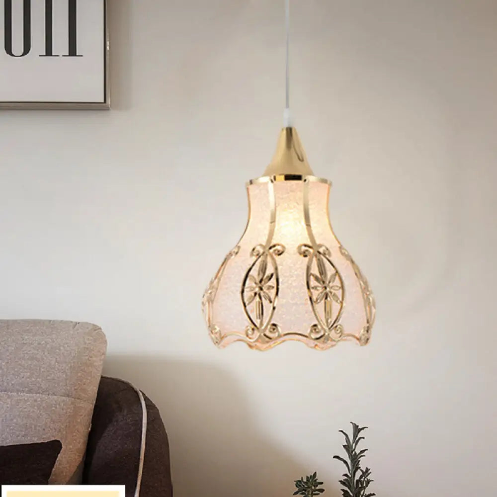 White Hanging Pendant Lamp For Dining Room - Traditional Plastic Dome/Drum/Wide Flare Suspension 1