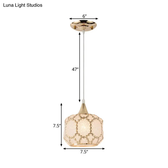 White Hanging Pendant Lamp For Dining Room - Traditional Plastic Dome/Drum/Wide Flare Suspension 1