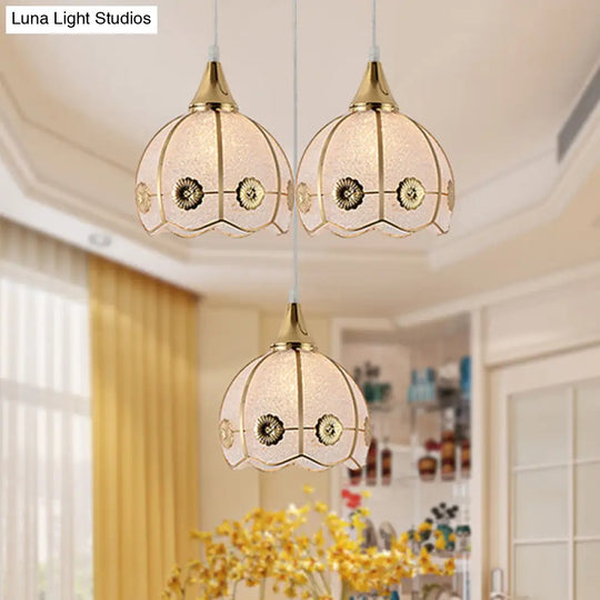 White Hanging Pendant Lamp For Dining Room - Traditional Plastic Dome/Drum/Wide Flare Suspension 1