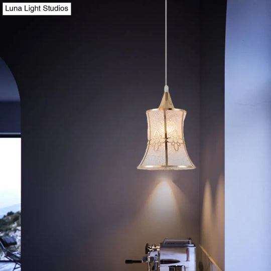 White Hanging Pendant Lamp For Dining Room - Traditional Plastic Dome/Drum/Wide Flare Suspension 1