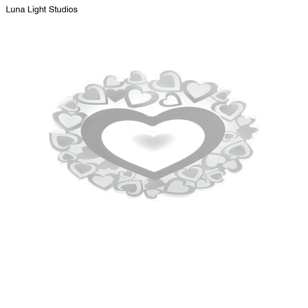 White Heart Shaped Led Flush Mount Ceiling Light For Bedroom 18/23.5 Dia