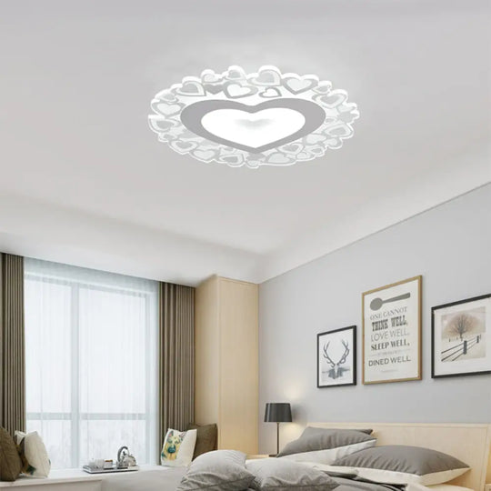 White Heart Shaped Led Flush Mount Ceiling Light For Bedroom 18’/23.5’ Dia / 18’