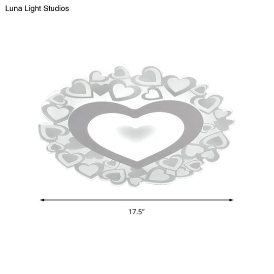 White Heart Shaped Led Flush Mount Ceiling Light For Bedroom 18’/23.5’ Dia