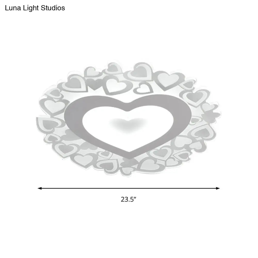 White Heart Shaped Led Flush Mount Ceiling Light For Bedroom 18’/23.5’ Dia