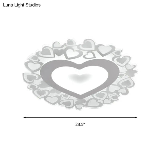 White Heart Shaped Led Flush Mount Ceiling Light For Bedroom 18’/23.5’ Dia