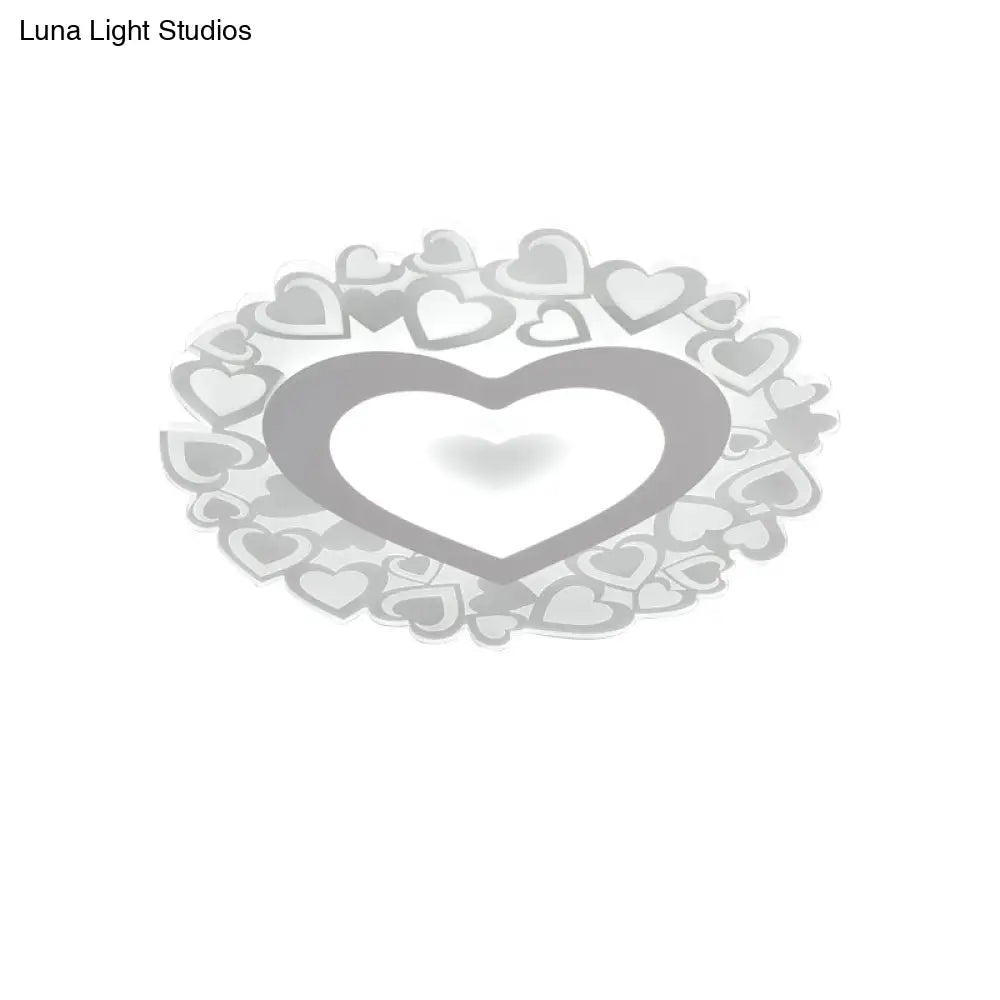 White Heart Shaped Led Flush Mount Ceiling Light For Bedroom 18’/23.5’ Dia